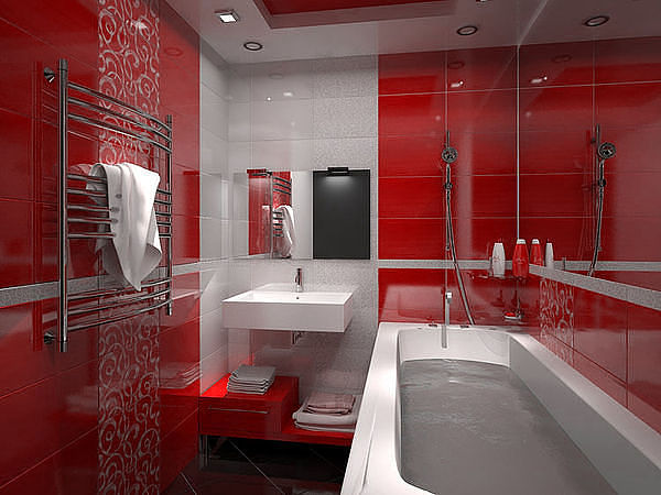 Красная ванная комната 4 кв м