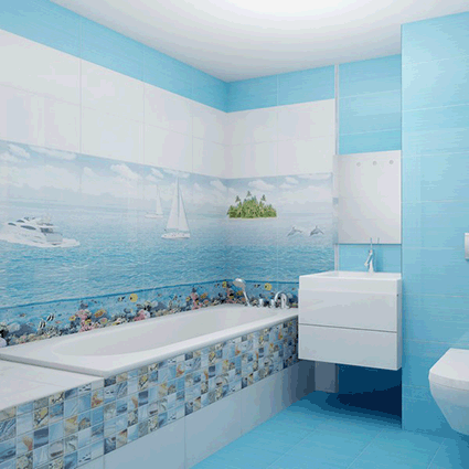 Голубой цвет в ванной комнате