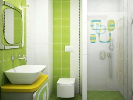 Зеленые колеры в ванной комнате