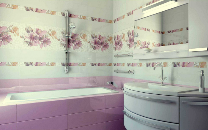 Цветочная тематика в оформлении ванной комнаты