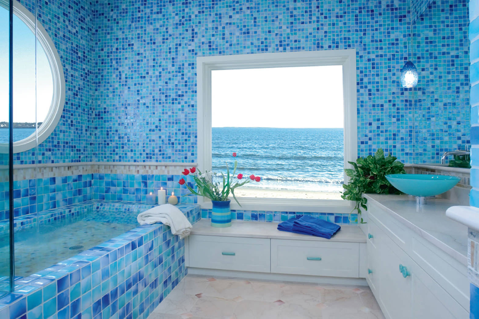 Использование мозаики в ванной комнате