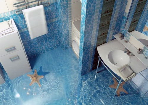 3D наливной пол в ванной