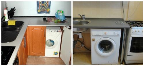 Размещение стиральной машинки в кухне