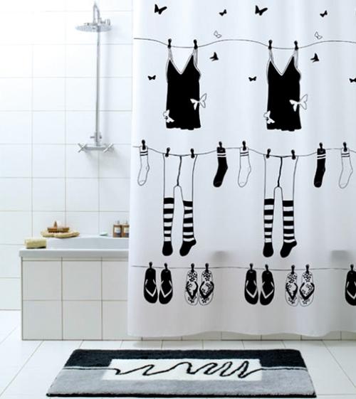 Черно белые шторки для ванной