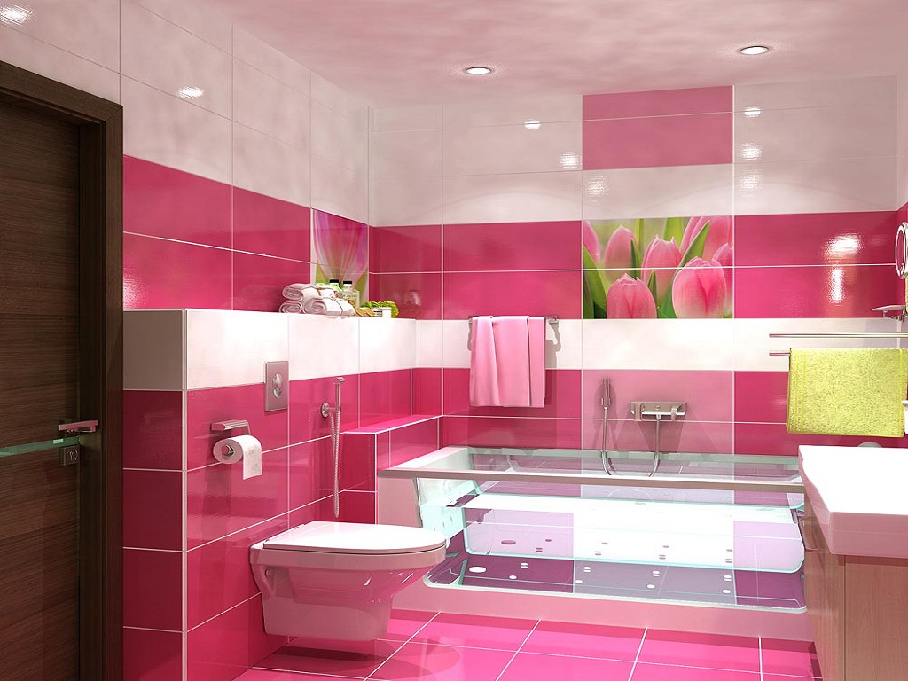 Яркий дизайн ванной комнаты