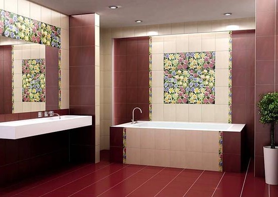 Панно и рисунки на плитки в декоре ванной комнаты