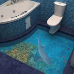 Наливной пол для ванной с акулой