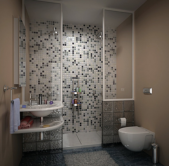 Мозаика в маленькой ванной