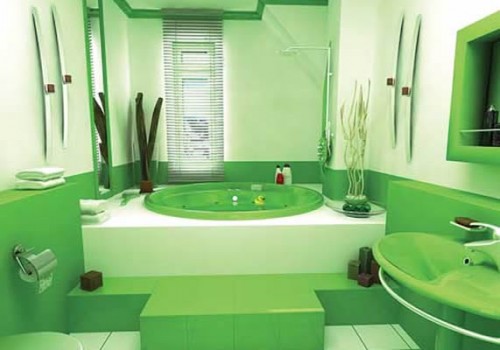 Пример отделки стен ванной комнаты краской
